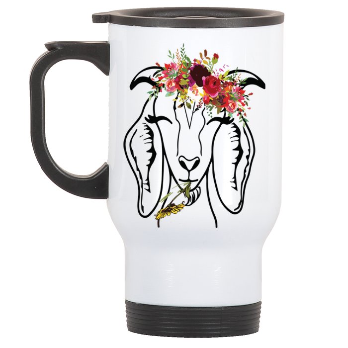 Goats Floral Bandana Headband Farm Animal Goat Graphics Stainless Steel Travel Mug