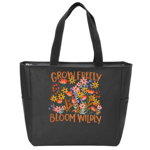 Grow Freely Bloom Wildly Wildflower Self Love Zip Tote Bag