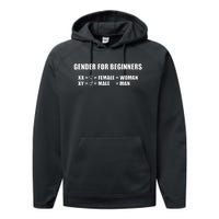 Gender For Beginners Xx Woman Xy Man Performance Fleece Hoodie