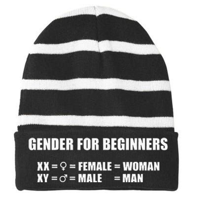 Gender For Beginners Xx Woman Xy Man Striped Beanie with Solid Band