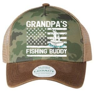 Grandpa's Fishing Buddy American Flag Fishing Father's Day Cool Gift Legacy Tie Dye Trucker Hat