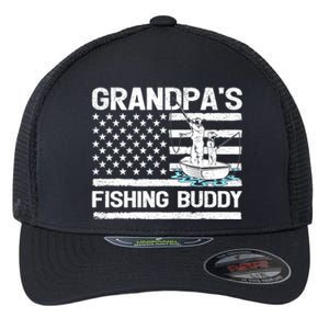 Grandpa's Fishing Buddy American Flag Fishing Father's Day Cool Gift Flexfit Unipanel Trucker Cap