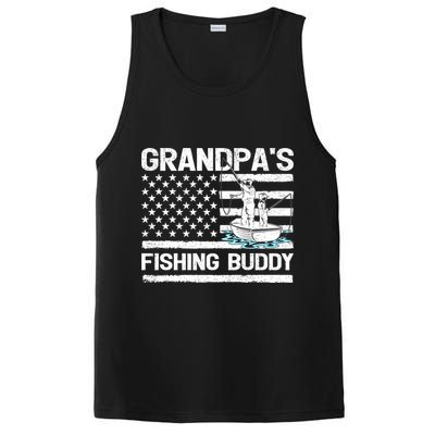Grandpa's Fishing Buddy American Flag Fishing Father's Day Cool Gift PosiCharge Competitor Tank