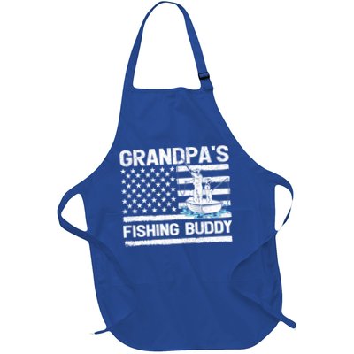 Grandpa's Fishing Buddy American Flag Fishing Father's Day Cool Gift Apron