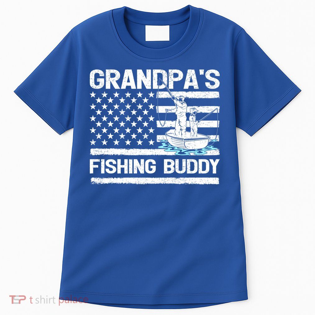 Grandpa's Fishing Buddy American Flag Fishing Father's Day Cool Gift Tall T-Shirt