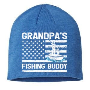 Grandpa's Fishing Buddy American Flag Fishing Father's Day Cool Gift Sustainable Beanie