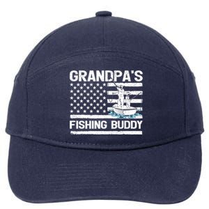 Grandpa's Fishing Buddy American Flag Fishing Father's Day Cool Gift 7-Panel Snapback Hat