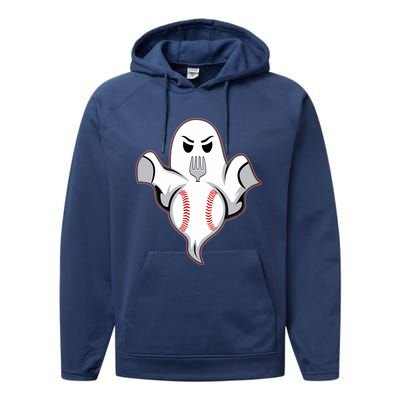 Ghost Forkball Baseball Pitch Fork Ball Strikeout Pitcher Performance Fleece Hoodie