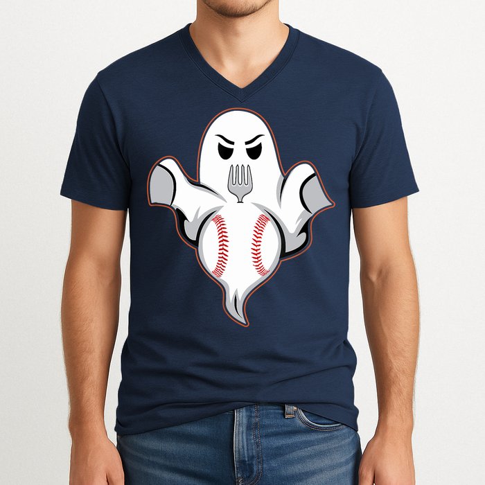 Ghost Forkball Baseball Pitch Fork Ball Strikeout Pitcher V-Neck T-Shirt