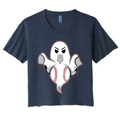 Ghost Forkball Baseball Pitch Fork Ball Strikeout Pitcher Women's Crop Top Tee