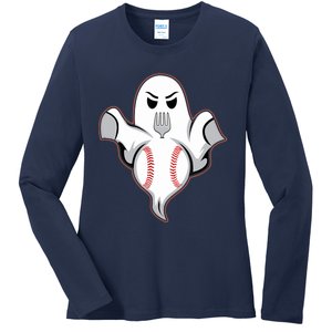 Ghost Forkball Baseball Pitch Fork Ball Strikeout Pitcher Ladies Long Sleeve Shirt