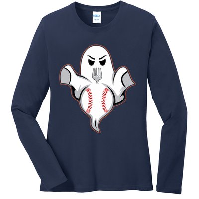 Ghost Forkball Baseball Pitch Fork Ball Strikeout Pitcher Ladies Long Sleeve Shirt