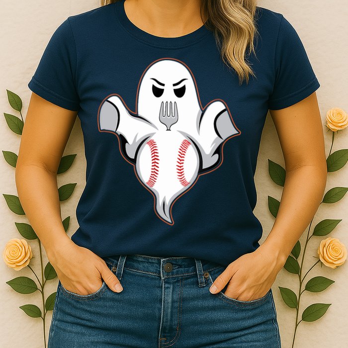 Ghost Forkball Baseball Pitch Fork Ball Strikeout Pitcher Womens T-Shirt