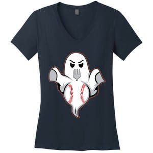 Ghost Forkball Baseball Pitch Fork Ball Strikeout Pitcher Women's V-Neck T-Shirt