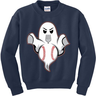 Ghost Forkball Baseball Pitch Fork Ball Strikeout Pitcher Kids Sweatshirt