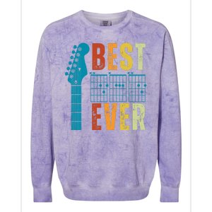 Guitarist Father Best Dad Ever Retro Gift Colorblast Crewneck Sweatshirt