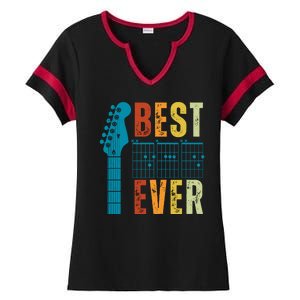 Guitarist Father Best Dad Ever Retro Gift Ladies Halftime Notch Neck Tee