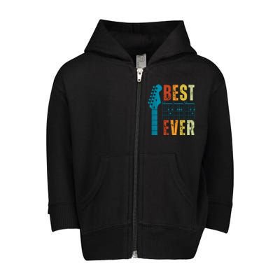 Guitarist Father Best Dad Ever Retro Gift Toddler Zip Fleece Hoodie