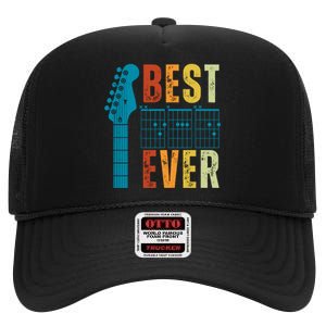 Guitarist Father Best Dad Ever Retro Gift High Crown Mesh Back Trucker Hat