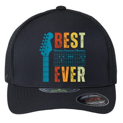 Guitarist Father Best Dad Ever Retro Gift Flexfit Unipanel Trucker Cap