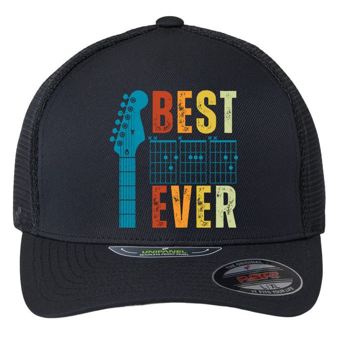 Guitarist Father Best Dad Ever Retro Gift Flexfit Unipanel Trucker Cap