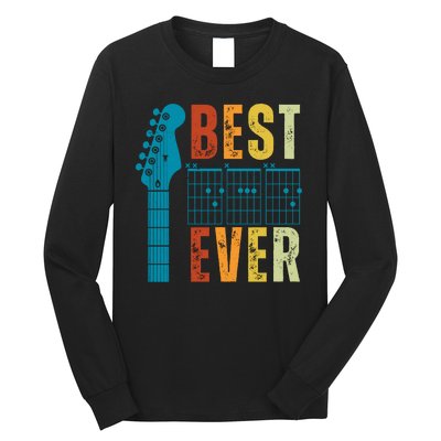 Guitarist Father Best Dad Ever Retro Gift Long Sleeve Shirt