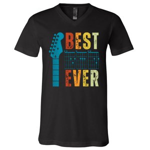 Guitarist Father Best Dad Ever Retro Gift V-Neck T-Shirt