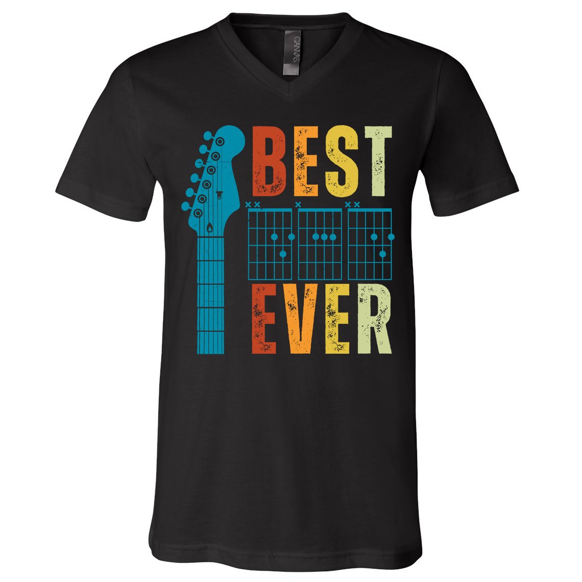 Guitarist Father Best Dad Ever Retro Gift V-Neck T-Shirt