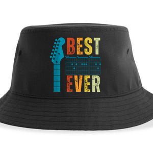 Guitarist Father Best Dad Ever Retro Gift Sustainable Bucket Hat