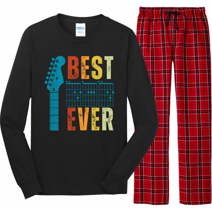 Guitarist Father Best Dad Ever Retro Gift Long Sleeve Pajama Set