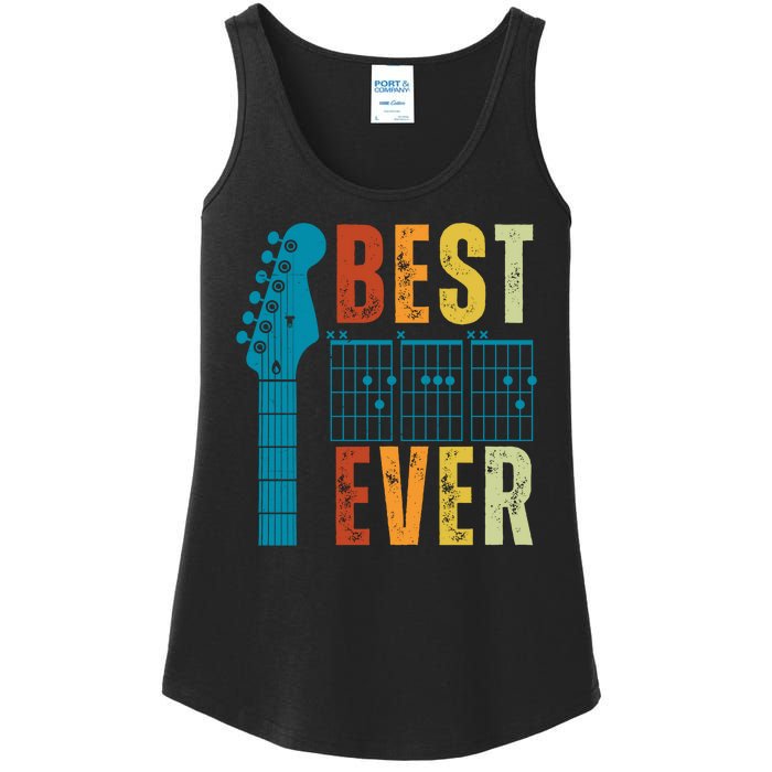 Guitarist Father Best Dad Ever Retro Gift Ladies Essential Tank