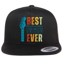 Guitarist Father Best Dad Ever Retro Gift Flat Bill Trucker Hat