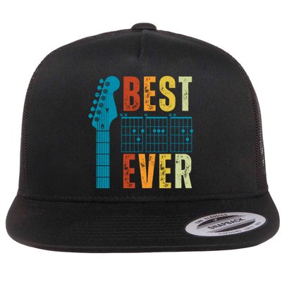 Guitarist Father Best Dad Ever Retro Gift Flat Bill Trucker Hat