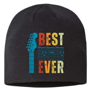 Guitarist Father Best Dad Ever Retro Gift Sustainable Beanie