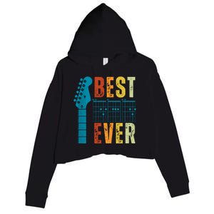 Guitarist Father Best Dad Ever Retro Gift Crop Fleece Hoodie