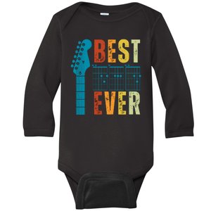 Guitarist Father Best Dad Ever Retro Gift Baby Long Sleeve Bodysuit