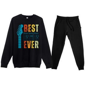 Guitarist Father Best Dad Ever Retro Gift Premium Crewneck Sweatsuit Set