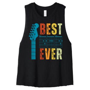 Guitarist Father Best Dad Ever Retro Gift Women's Racerback Cropped Tank