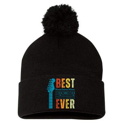 Guitarist Father Best Dad Ever Retro Gift Pom Pom 12in Knit Beanie