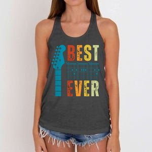 Guitarist Father Best Dad Ever Retro Gift Women's Knotted Racerback Tank