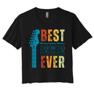 Guitarist Father Best Dad Ever Retro Gift Women's Crop Top Tee