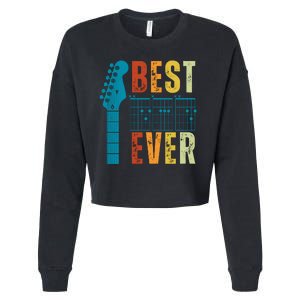 Guitarist Father Best Dad Ever Retro Gift Cropped Pullover Crew