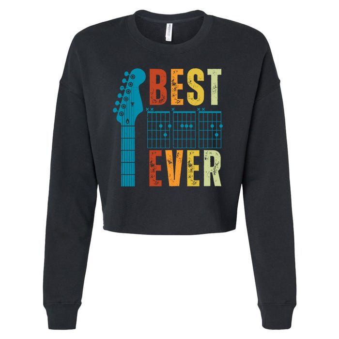 Guitarist Father Best Dad Ever Retro Gift Cropped Pullover Crew