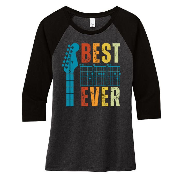 Guitarist Father Best Dad Ever Retro Gift Women's Tri-Blend 3/4-Sleeve Raglan Shirt