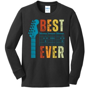 Guitarist Father Best Dad Ever Retro Gift Kids Long Sleeve Shirt