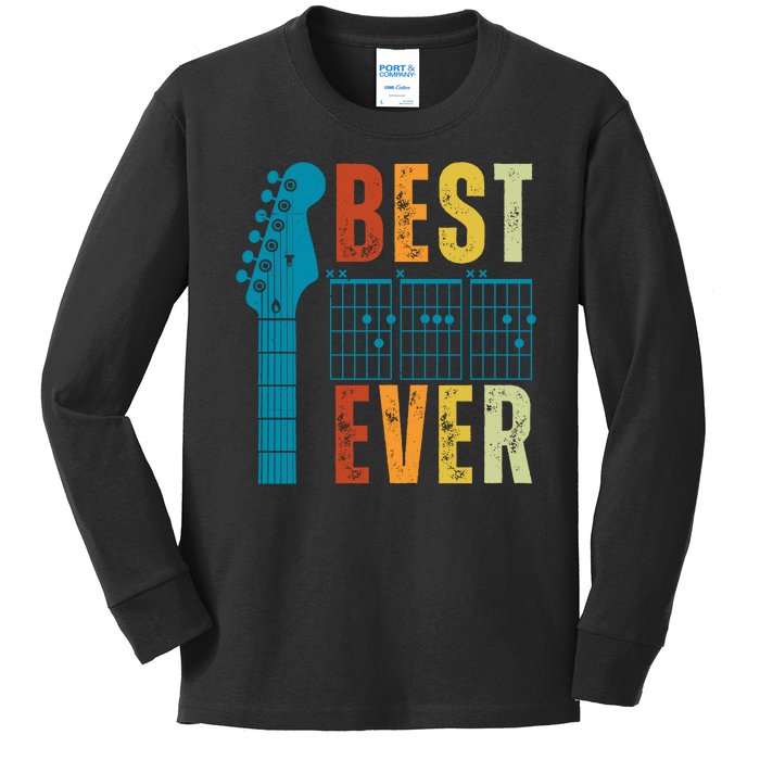 Guitarist Father Best Dad Ever Retro Gift Kids Long Sleeve Shirt