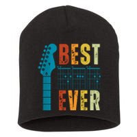 Guitarist Father Best Dad Ever Retro Gift Short Acrylic Beanie