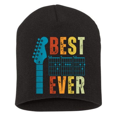 Guitarist Father Best Dad Ever Retro Gift Short Acrylic Beanie