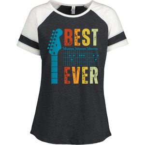 Guitarist Father Best Dad Ever Retro Gift Enza Ladies Jersey Colorblock Tee