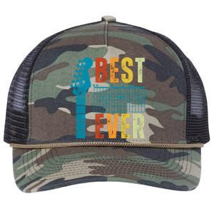 Guitarist Father Best Dad Ever Retro Gift Retro Rope Trucker Hat Cap